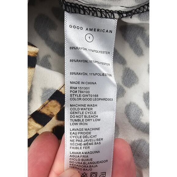 Good American size 1 (S) flap pocket leapord print button up long sleeve top EUC - Picture 6 of 9